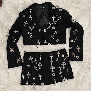 NWT Dolls Kill Widow Crosses Jacket and Skirt Outfit Size Large